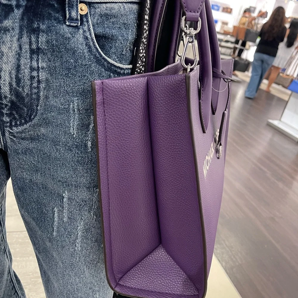 MICHAEL KORS Mirella Medium Pebbled Leather Tote Bag
Dark Purple 
NWT - Picture 4 of 16